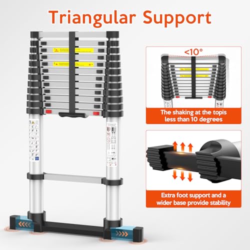 image for UC UP CLIMBER 12.5FT Telescoping Ladder, Collapsible Ladder with Botto