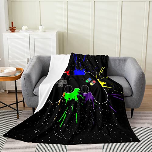 Gamer Fleece Throw Blanket For Bed Sofa Couch,Game Gamepad Flannel Fuzzy Blanket,All Season Modern Game Controller Bed Blanket Room Decor Gaming Tie Dye Plush Blanket Queen 90"X90" #TOP13