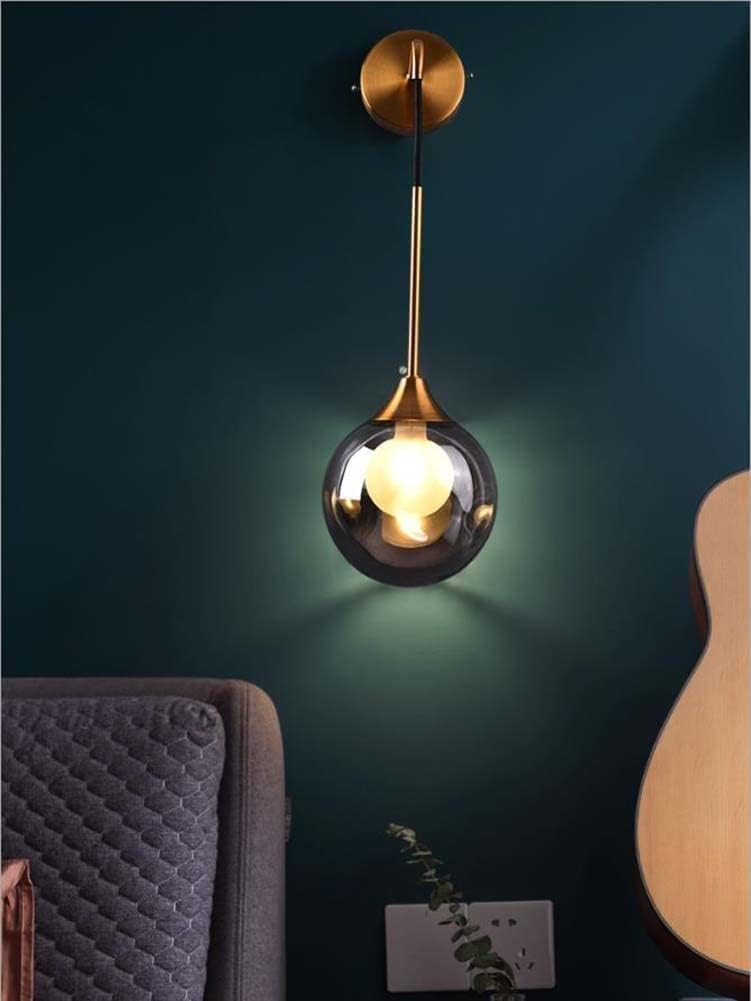 Modern LED Wall Lamp Glass Ball Gold E14 Sconce Indoor Living Bedroom Kitchen Lighting Fixture Bedside Decor Luminaire Nordic Wall Light,Gray
