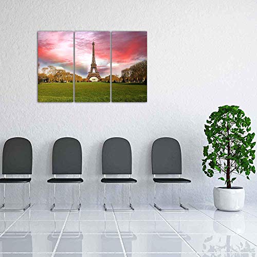 Image of ArtzFolio Spring Morning With Eiffel Tower, Paris, France Split Art Painting Panel On Sunboard 38.9 X 25.9Inch