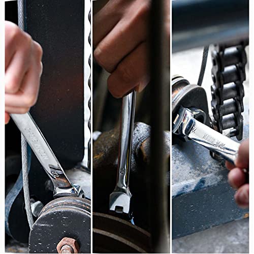 Qnkaa Flexible Ratchet Wrench Set 8pcs 9-17mm Spanner Gear Ring Ratcheting Combination Flexi Wrenches Kit Metric Flex Head - Image 7