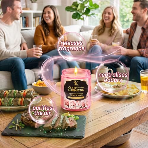 Image of Rose Odor Eliminating Candles, Pet Scented Candles for Home, Single Wick Soy Candle Gifts for Women, Men, Ideal for Creating Relaxing Atmosphere, Over 50 Hours of Burn Time (Pack of 2)