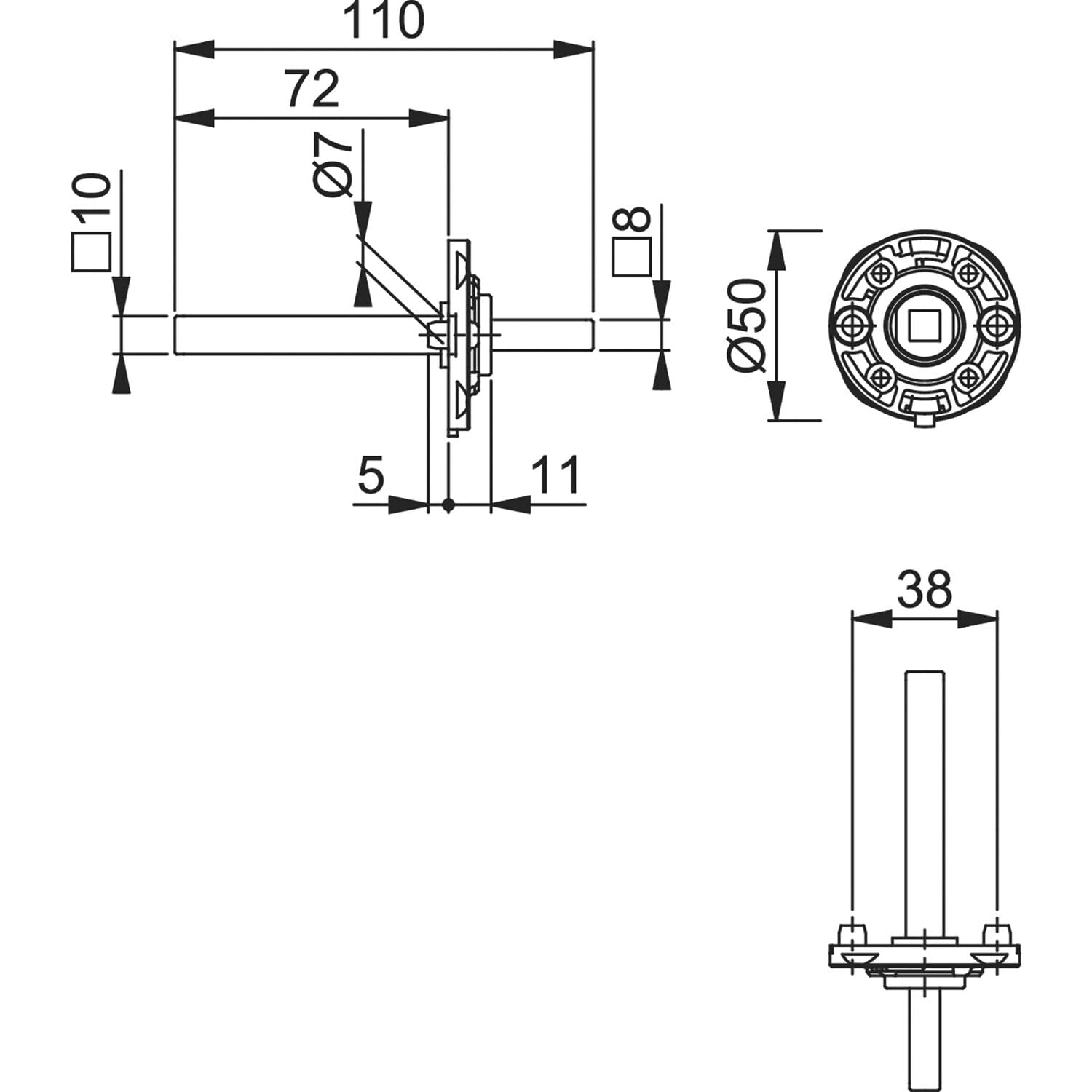 HOPPE Mounting Module UP52/RFL Round Door Handle Rosette VK 10/72 mm Steel Aluminium Coloured, Silver - Image 2