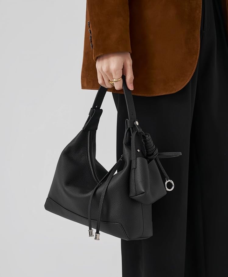 Genuine Leather crossbody Bag for Women, Slouchy crescent Hobo bag Purses shoulder bag with Adjustable Strap - Image 3