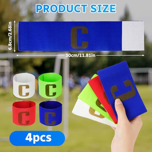 flintronic 4PCS Kapitänsband, Kapitän Armbinde, Gummielastische Armbinde, Spielführerbinde für Fußball und Rugby, Captains Armband, für für Erwachsene und Jugendliche