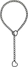 GAUEIOUR Link Chains Necklace,Women Clavicle Choker With Heart Pendant,Slip Chain Heart Ring Long Necklace,Punk Rock Cuban Long Chain for Women,Adjustable Stainless Steel Necklaces(Black)
