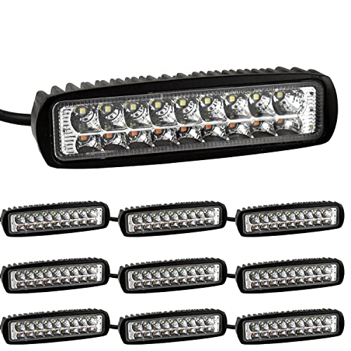 10 Barras de Luces Blancas/ámbar de 6 Inch para inundación, Niebla, Carretera, Barco, conducción, Trabajo SUV, luz de Doble Fila, luz antiniebla Cover