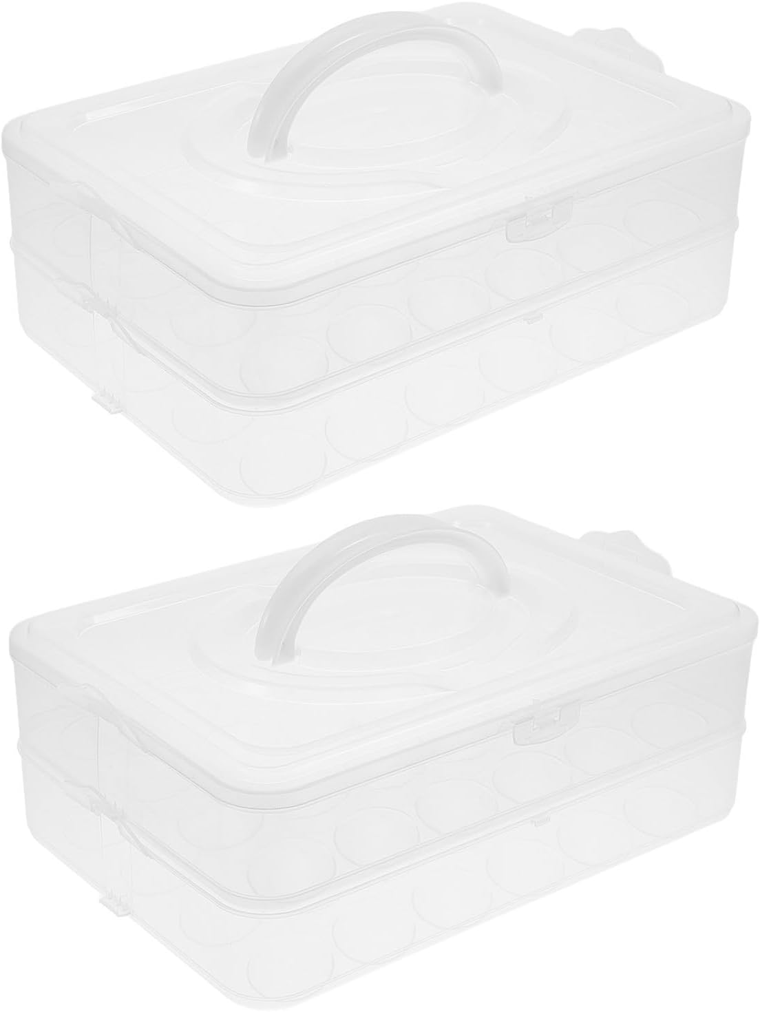 2pcs Deviled Egg Storage Tray 2 Layer with Lid and Handle