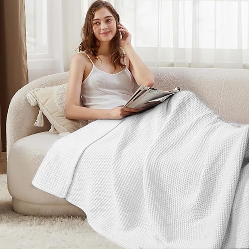 image for Tex Trend 100% Cotton Blankets – Soft and Breathable Twin XL White W