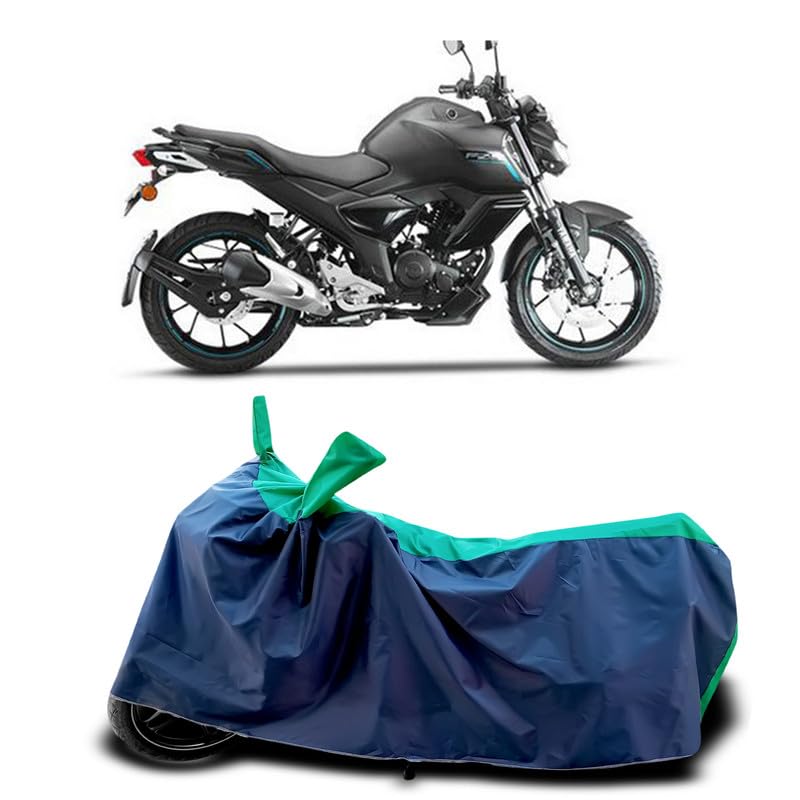 Image of DUFFEL-Two Wheeler Bike Body Cover Compatible for Yamaha Fz-S Fi Version 3.0 Heat Protectio /UV-Rays /Birds Dropping /DustProof /Waterproof Indoor Outdoor and Parking Full Body Protection [Green Patta]
