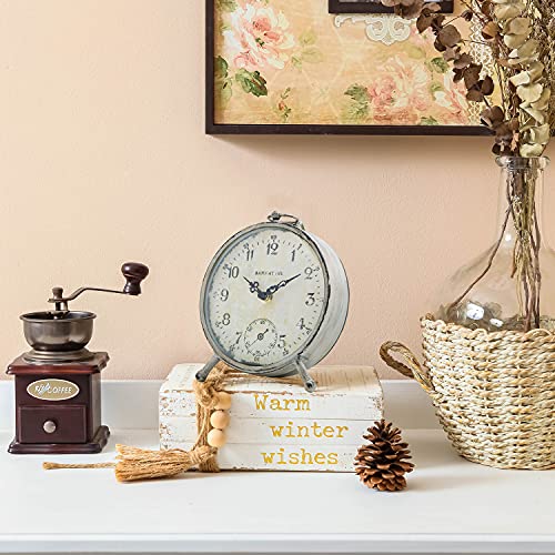 Soffee Design 6'' Vintage Table Clock Shabby Chic Analog French Desk Clock Battery Operated For Home Decor Antique White Grey #TOP4