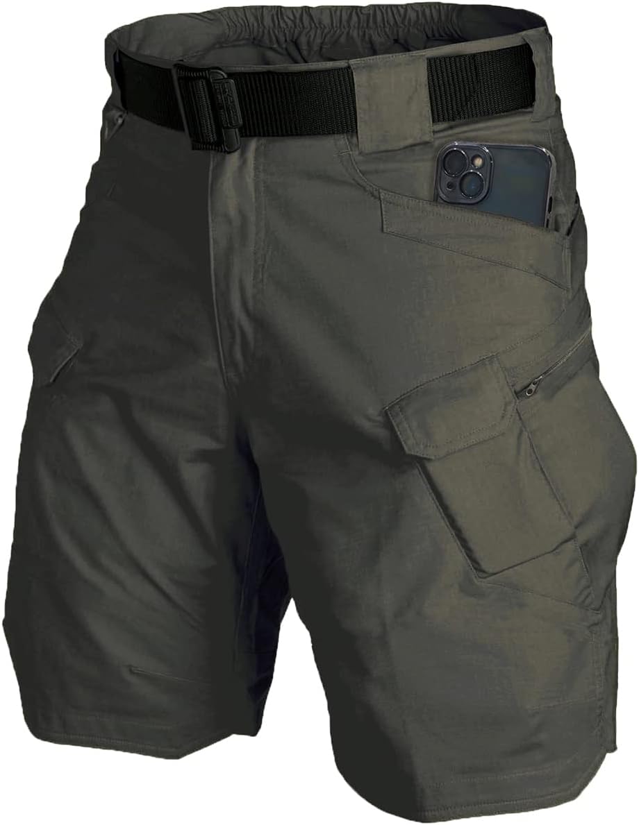 Tactical Shorts Men's Water-Resistant Outdoor Cargo Cotton Blend Hiking Fishing Short with NO Belt