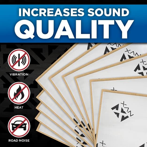 NVX Stealth Black SDBSK2 90 mil Thick 1.38 sqft. Car Sound Damping Mat, Butyl Automotive Sound Deadener, Audio Noise Vibration Insulation, and Dampening (Two 10" x 10" Pieces) - Speaker Kit