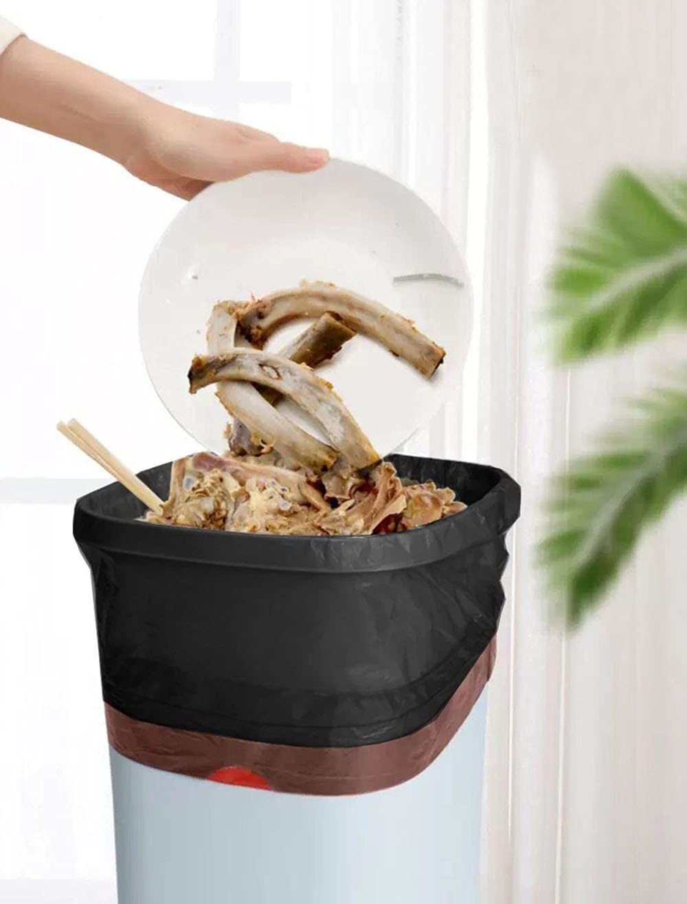Feisco Czarny worek na śmieci, worek na śmieci 6 l, worek na śmieci ze sznurkiem, 120 sztuk, 0,51 ml