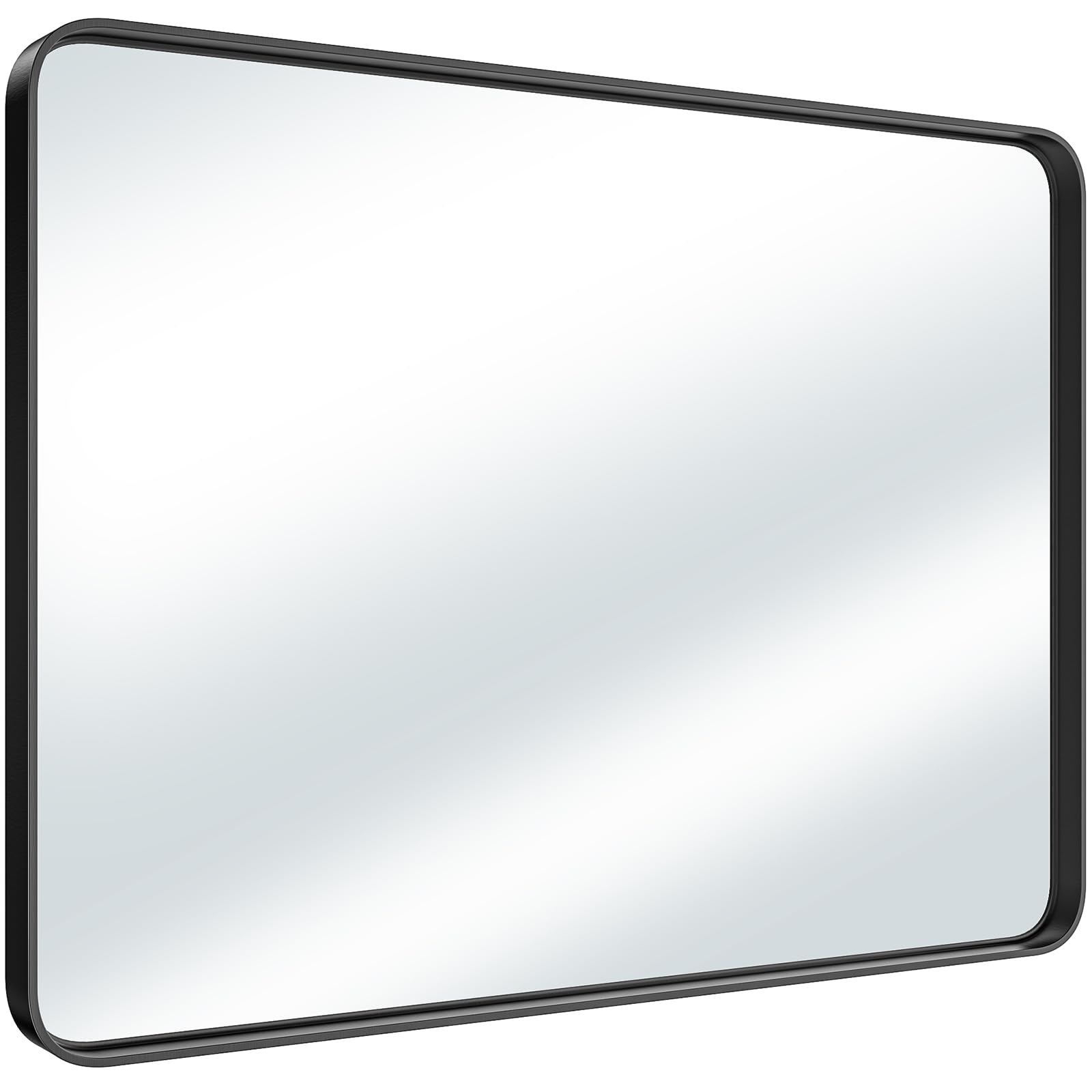 DUMOS Black Vanity Bathroom Mirror for Wall, Metal Framed Rounded Rectangular Modern Mirrors for Over Sink, 30x40 Inch for Farmhouse, Tempered Glass, Hangs Horizontally or Vertically