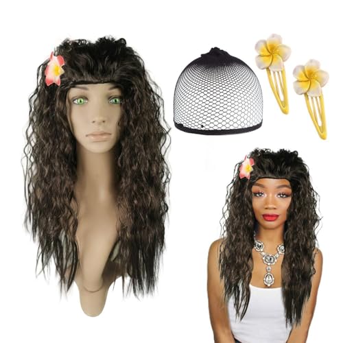 1 Peluca Ondulada, 1 Red Tejida, 2 Horquillas, Cabello Largo Rizado De Moda, Accesorios De Rol, Decoración De Disfraces.