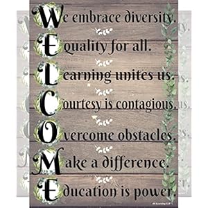Farmhouse Welcome Poster- Laminated, Size 14x19.5 in.- Back To School Classroom Decorations, Store Signs, Library Decor, Home Decor, Teacher Supplies for Preschool, Kindergarten, Elementary, and High School Farmhouse Welcome Poster Laminated Size 14×195 in Back To School Classroom Decorations Store Signs Library Decor Home Decor Teacher Supplies for Preschool Kindergarten Elementary and High School