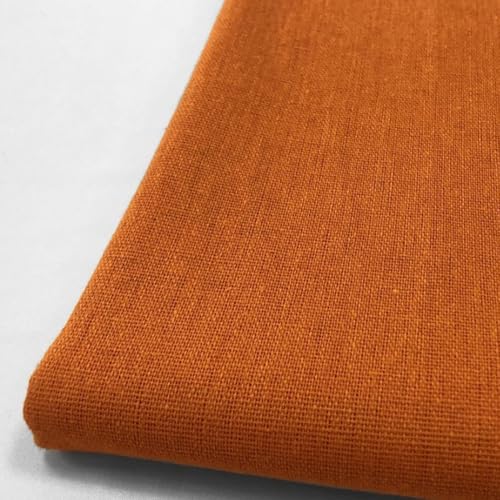 Breathable Cotton Linen Fabric by The Yard,59'' Wide Premium Solid Color Quilting Fabric Lightweight DIY Sewing Upholstery Material for Sofa Tablecloth Curtain (Orange)