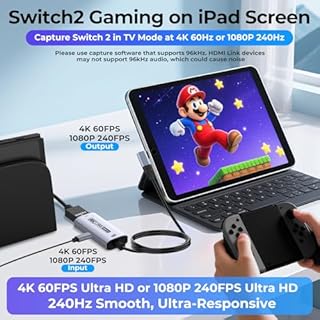 Guermok 4K USB3.0 HDMI Capture Card for Streaming, PD100W, 90° USBC, 3.3ft 4K@60FPS 1080P@240FPS HDMI to USB A/C Video Capture Devices for Pad/Tablet/MacOS /Switch2/1/ Camera/PC/Laptop