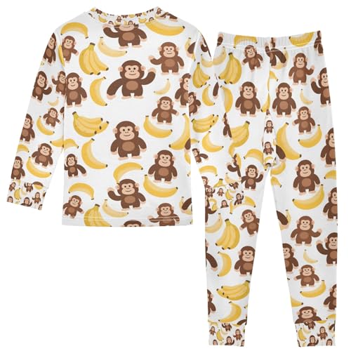 senya Orangutan Banana Pajamas Set Long Sleeve Soft Cotton Sleepwear 2 Piece2
