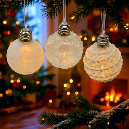 LED Weihnachtskugel satiniert 8 cm inklusive Batterie - 3er Set -...