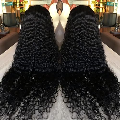 Image of Vnrtkkn 13x6 HD Deep Wave Lace Front Wigs Human Hair Glueless Wigs Human Hair Deep Wave Wig 28 Inch Lace Frontal Wigs Human Hair Deep Wave Wigs for Women Pre Plucked Curly Wig