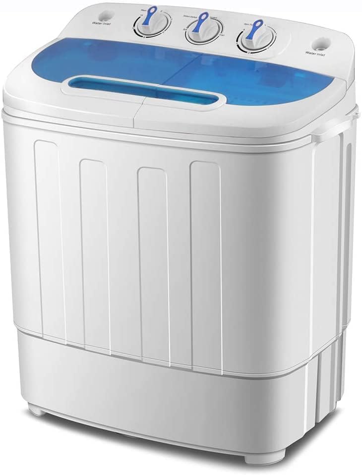 ROVSUN 15LBS Portable Washing Machine with Draining Pump, Electric Mini Washer with Built-in Drainining Pump, Great for Home RV Camping Mini Dorms Apartments College