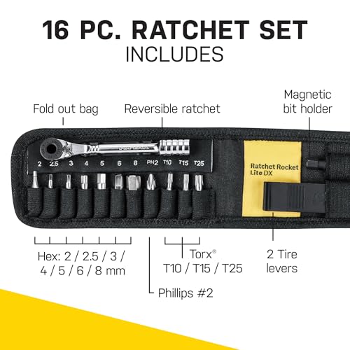 Image of Topeak Ratchet Rocket Lite DX Bike Repair and Maintenance Tool, 16 Functions, Includes Nylon Bag, Black | bike-multifunction-tools