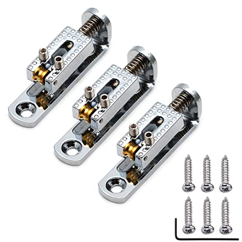 Tuoren 3Pack Separate Roller Bridge Saddles For Cigar Box Guitar Replacement Parts Silver #TOP1