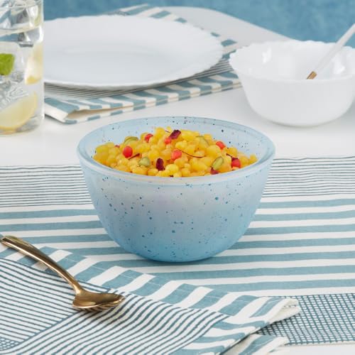 Image of Borosil 500ml Serving & Mixing Bowl | Made in India Borosilicate Glass Bowl for Kitchen & Dinning | Bowl for Mixing Dough, Salad, Batter | Microwave & Dishwasher Safe (Blue)