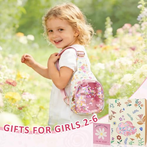 Image of COSHAYSOO Little Girls Floral Purse Cute Sling Crossbody Bag for Toddler Preschool Kids Girls 2 3 4 5 6 Year Old Graduation Birthday Flower Girl Gifts Fashion Spring Summer Essentials Pink Accessories | Floral print