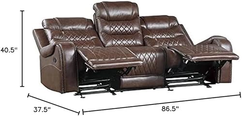 Miniatura 24 de Lexicon Derringer Wall Hugger Sofá reclinable doble manual, gris Gris,Marrón