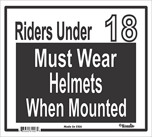 Riders under 18 Must Wear Helmets - Large Barn Sign
