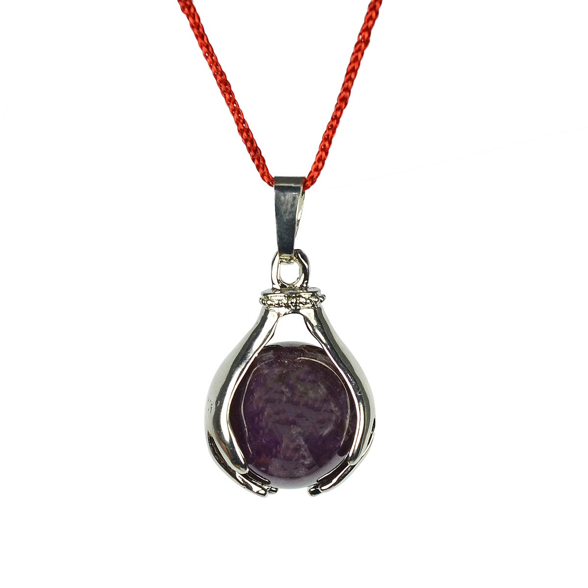 Reiki Crystal Products Purple Amethyst Hand Ball Shape Pendant for Reiki Healing and Crystal Stone for Men and Women