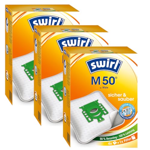 12 Original SWIRL M50 Staubsaugerbeutel für Miele Jazz Plus