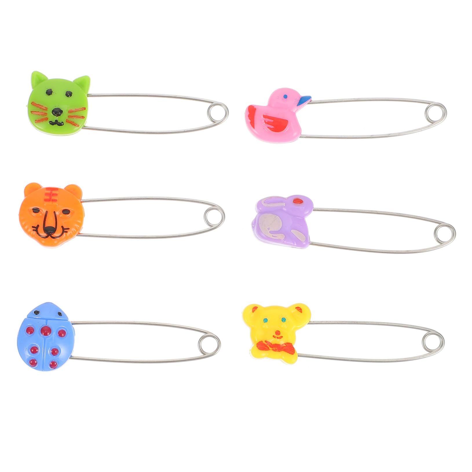 Gogogmee 30Pcs Animal Safety Pins with Plastic Heads Durable Diaper Pins for Care Safety Brooches for Secure Fastening for Cloth Diapers and More
