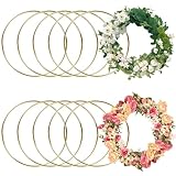 BigOtters 10PCS Dream Catcher Rings, Wreath Macrame Rings 5.5 Inch Gold Metal Floral Hoops for Making Wedding Wall Hanging Crafts Wreath