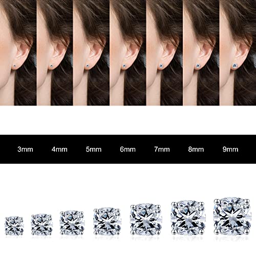 Stud Earrings Sets, Sterling Silver Earrings Asscher Cut Cubic Zirconia Stud Earrings Hypoallergenic Mens Earrings Stud Earrings For Teen Girls 3 Pairs Silver Stud Earrings For Women #TOP1