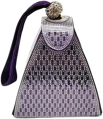 Pyramid Shape Rhinestone Evening Bag Luxury Triangle Clutch Purse...