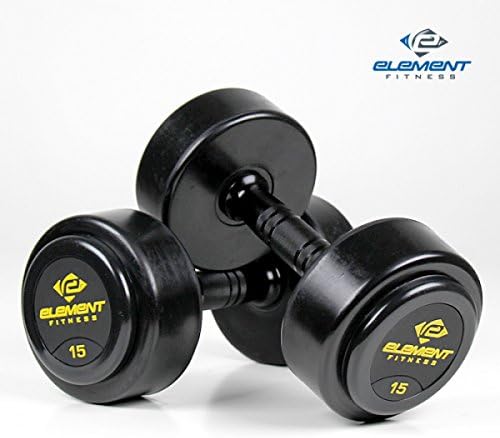 Element Fitness Virgin Rubber Commercial Round Dumbbells Set 5 lbs - 50 lbs