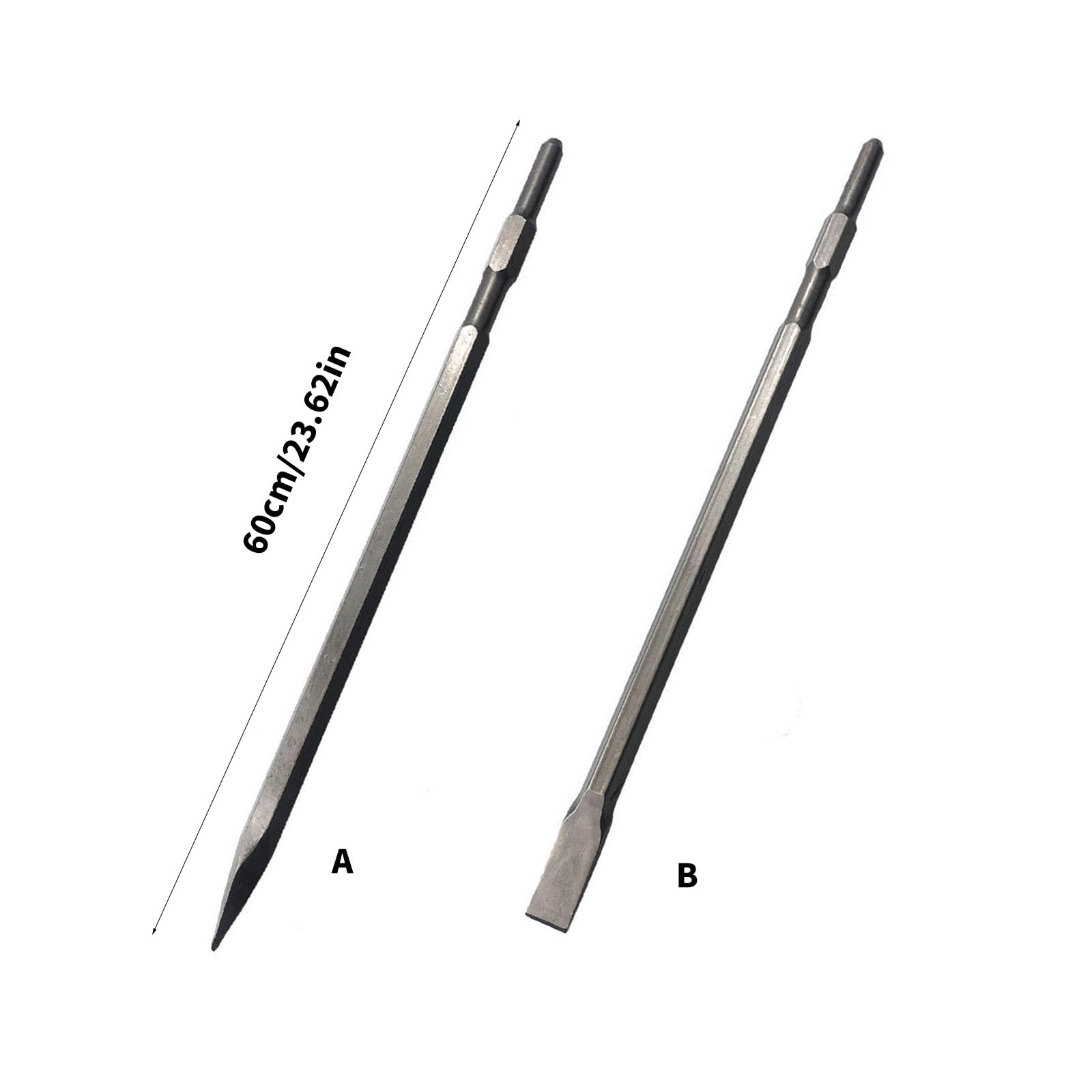 Broca de martillo eléctrico con vástago hexagonal plano de 600 mm para romper hormigón, ladrillo, piedra, cincelado, construcción profesional