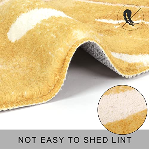 Haocoo Area Rugs 3’X3.7’ Nursery Rug,Faux Wool Non-Slip Yellow Rug Leaf Rug Bath Mat Ultra Soft Kids Rug,Machine Washable Classroom Rug For Bedroom Living Room #TOP2