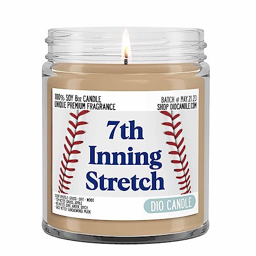 7th Inning Stretch Baseball Candle - Smells Grass - Dirt - Wood - 100% Naturally Vegan Soy and Premium Fragrance | Great Gift | Recyclable Glass Jar | Handmade in Denver, Colorado (8oz Glass Jar)