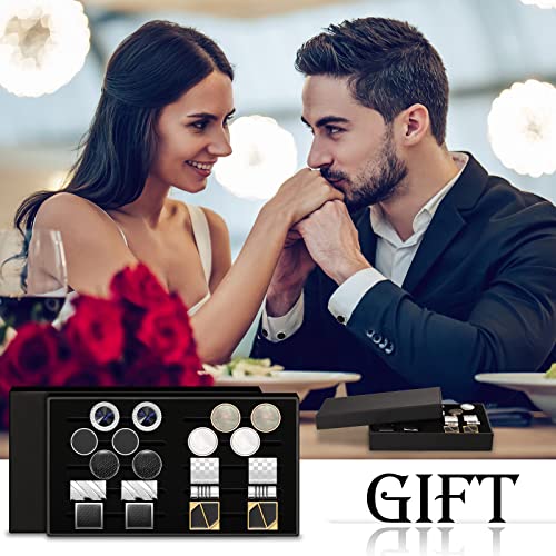 10 Pairs Cufflinks For Men Classic Cuff Links Set Men's Cufflinks Business Wedding Gift Stainless Steel Jewelry With Box For Tuxedo Shirt Accessories #TOP5