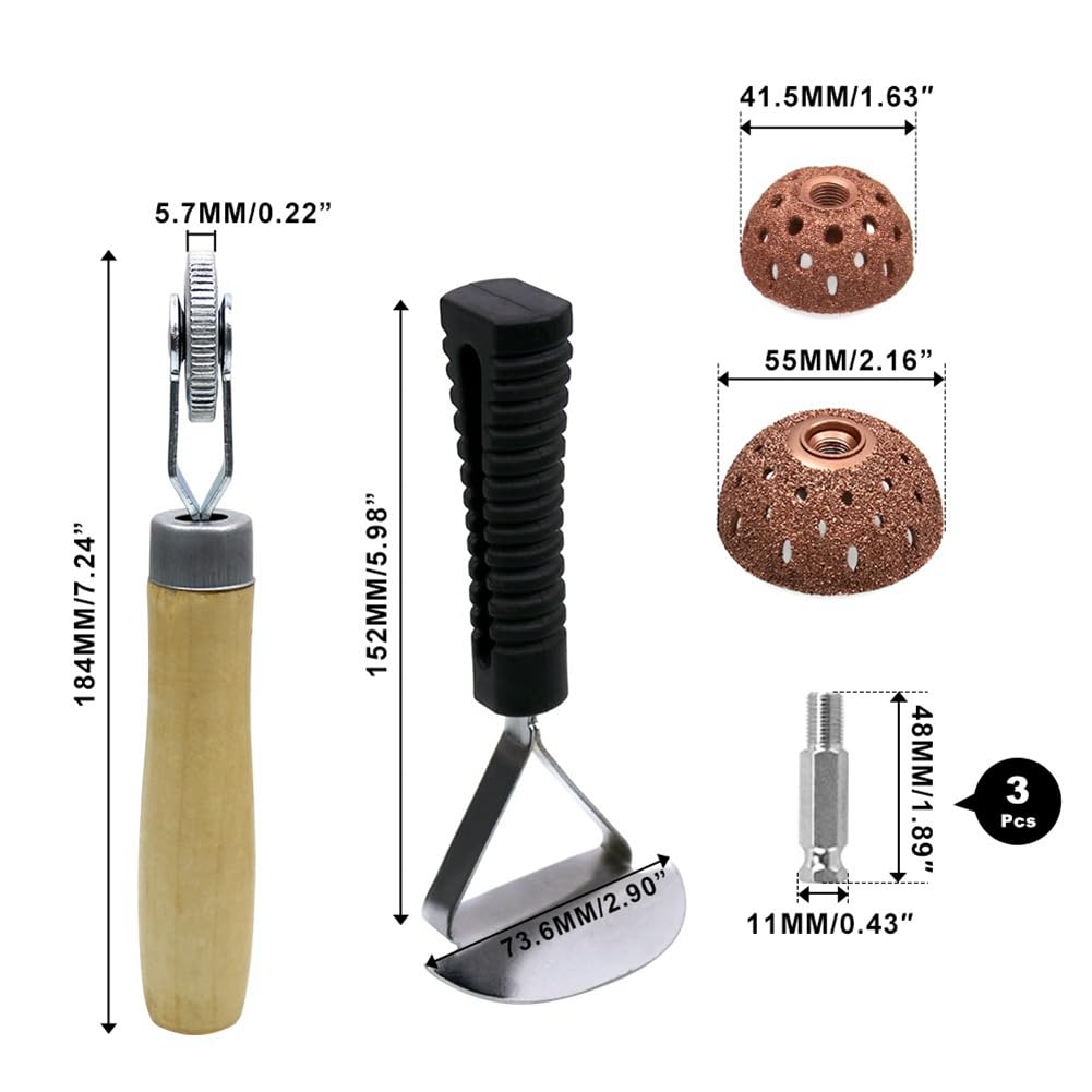 Juego de Reparación de Neumáticos: Pulidora Neumática de Baja Velocidad, Rodillo de, Raspador de Revestimiento Interior y Rueda Pulidora de Acero de Tungsteno.