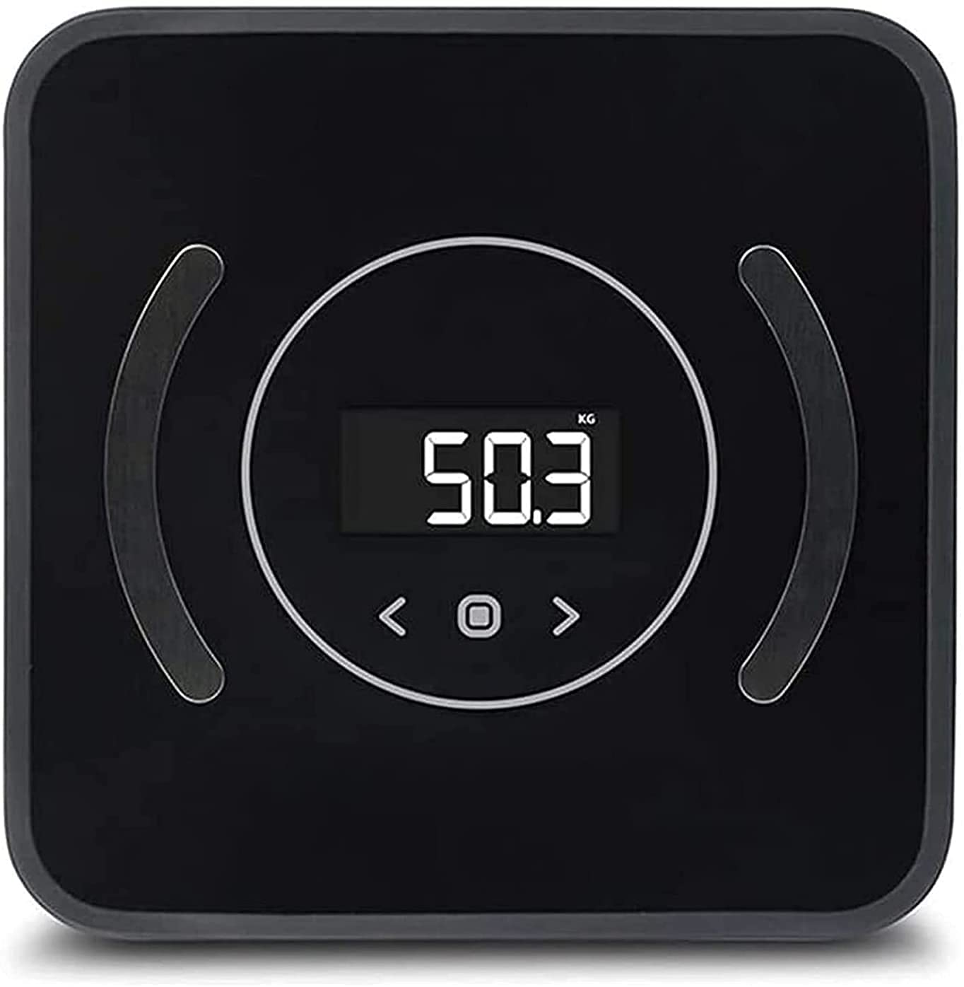 Bilancia pesapersone Digitale, Bilancia Elettronica da Bagno con Tecnologia Step-On, Display LCD retroilluminato di Facile Lettura in Vetro temperato da 6 mm, 400 libbre, Nero