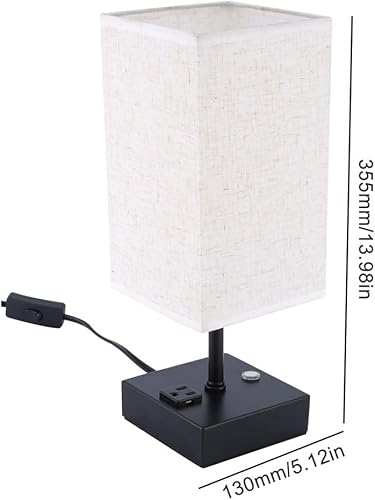 Miniatura 6 de Lámpara de mesita de noche con 2 puertos USB y salida de CA, lámpara de dormitorio, lámpara pequeña para sala de estar (color lino)