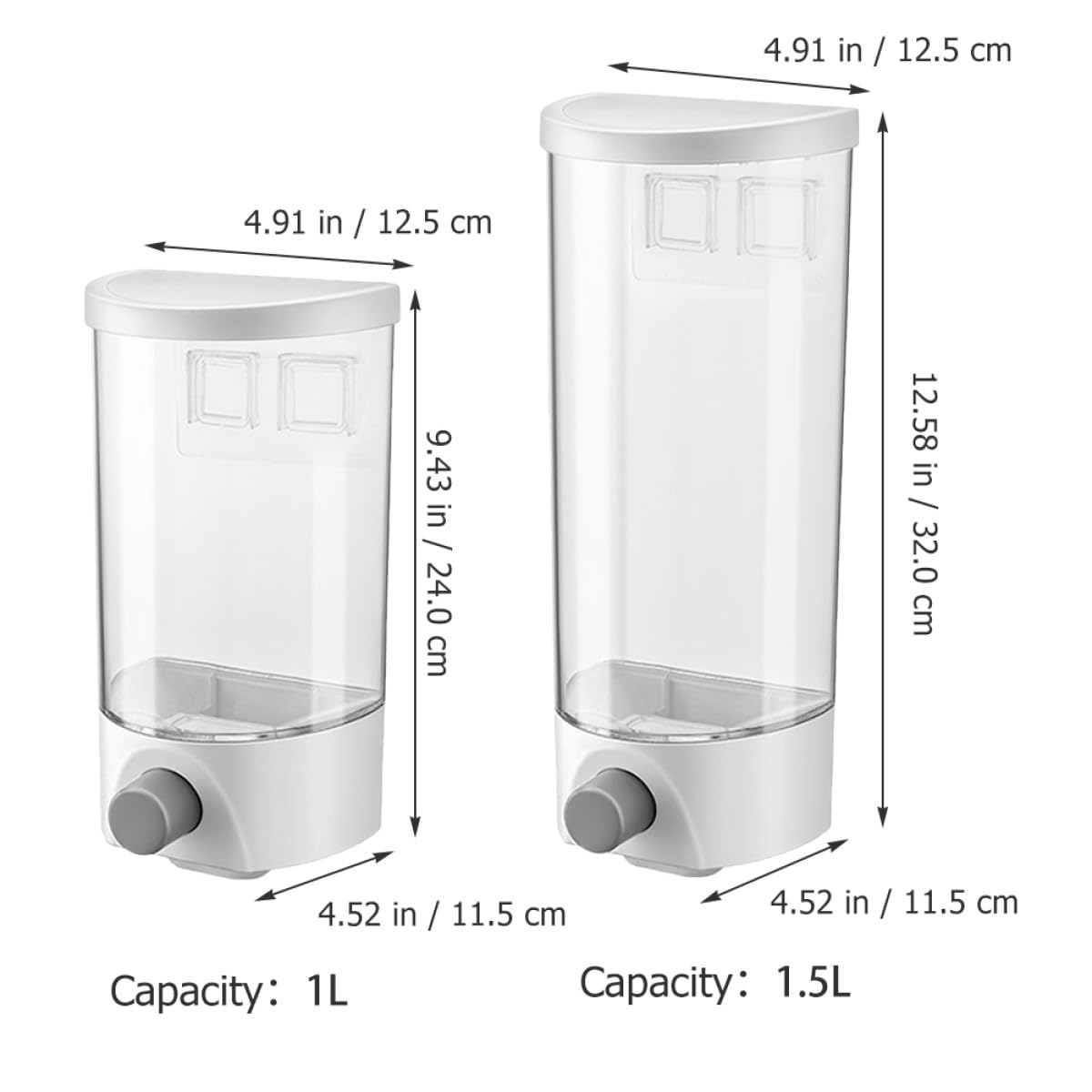 Healeved Botes de Almacenamiento de Cocina 2 Piezas Abs 1, 5l y 1l