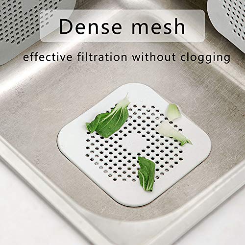 Drain Hair Catcher Square Silicone Trap Shower Drain Cover With Suction Cups For Bathroom Bathtub Kitchen Filter Flat Strainer, 2 Pack #TOP1
