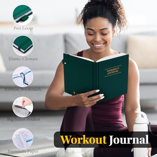 5 MINUTES A DAY Fitness/Workout Journal for Women & Men, Workout Log Book to Track Exercise Progress, 6 Months Running Journal Workout Equipment Home Gym Gift-Dark Green - Image 3